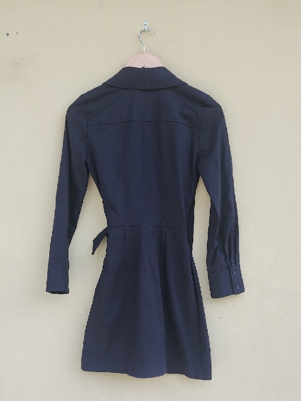 ba&sh Black Cotton Long-Sleeve Wrap Dress with Side Tie - Picture 13 of 14